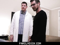 Bearded hunk invites the doctor and fucks his stepson