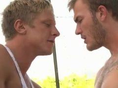 Blond twink pays fare with hardcore gay anal fuck outdoors